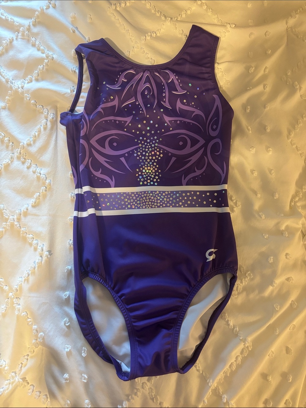 GK Purple Performance Leotard with White Accent